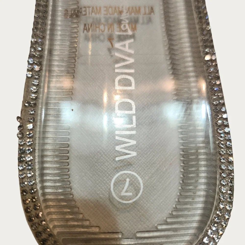 Wild Diva CLEAR MIRRORED Glam Slide Sandals, SIZE 7 - Picture 11 of 13